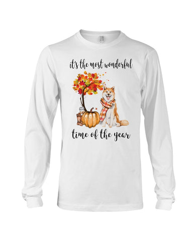 Akita The Most Wonderful Time Of Year T-Shirt - Guys V-Neck - Unisex Long Sleeve