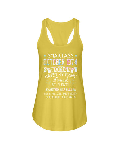 Smartass October 1974 Classic T-Shirt - Ladies Flowy Tank - Youth Tee