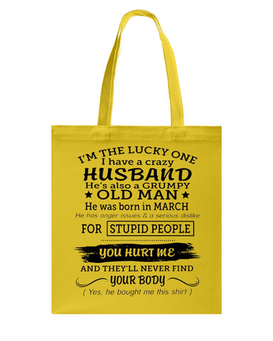 I Have A Crazy Husband Classic T-Shirt - Guys Tee - Basketweave Tote Bag