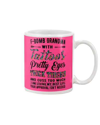 F-Bomb Grandma With Tatoos Pretty Eyes Tote Bag - Mug