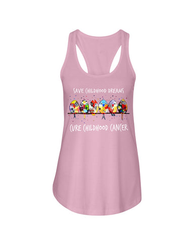 Save Childhood Dreams Cure Childhood Cancer T-Shirt - Ladies Flowy Tank - Youth Tee