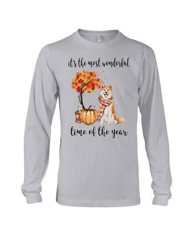 Akita The Most Wonderful Time Of Year T-Shirt - Guys V-Neck - Unisex Long Sleeve