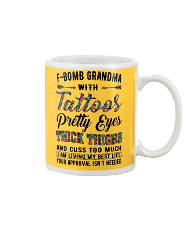 F-Bomb Grandma With Tatoos Pretty Eyes Tote Bag - Mug