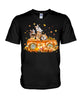 Image of Dogs Reunion On Pumpkin Car T-Shirt - Guys V-Neck - Basketweave Tote Bag