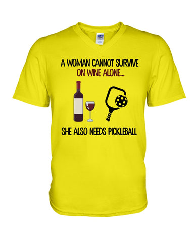 A Woman Need Wine And Pickball Limited Classic T- Shirt - Guys V-Neck - Mug
