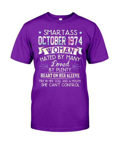 Smartass October 1974 Classic T-Shirt - Guys Tee - Basketweave Tote Bag