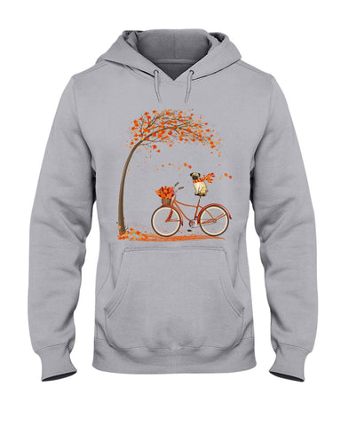 Lovely Pug In Fall T-Shirt - Hoodie - Ladies Tee