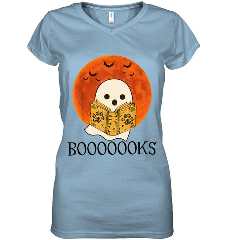 Boo Loves Booooooks T-Shirt - Sweatshirt - Ladies V-Neck