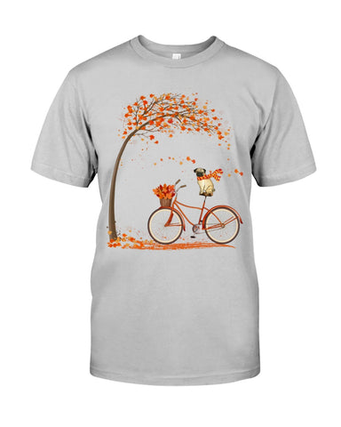 Lovely Pug In Fall T-Shirt - Guys Tee - Unisex Long Sleeve