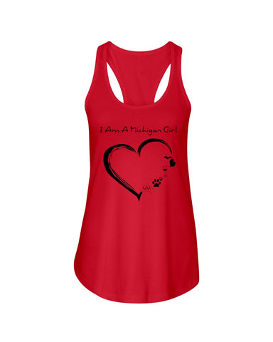 Michigan Girl Heart T-Shirt - Ladies Flowy Tank - Youth Tee