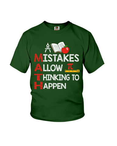 Math Teacher - Mistake Allow Thinking To Happen Classic T-Shirt - Ladies Flowy Tank - Youth Tee