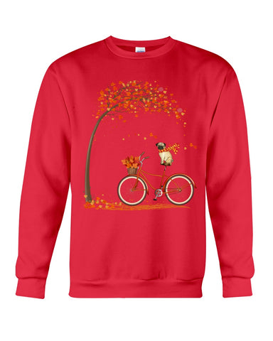 Lovely Pug In Fall T-Shirt - Sweatshirt - Ladies Flowy Tank