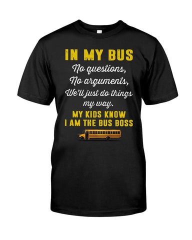 In My Bus I'm The Bus Boss Tote Bag - Guys Tee - Basketweave Tote Bag