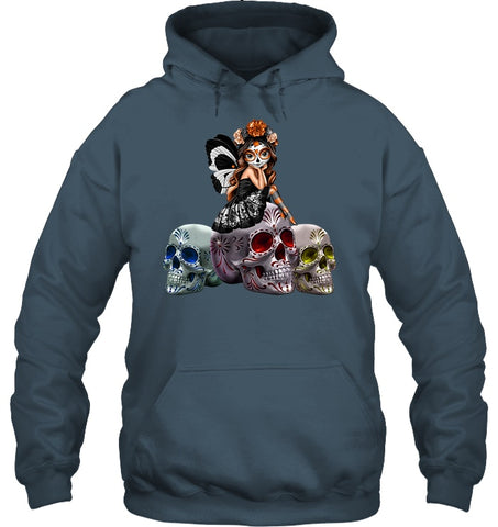 Colorful Skull Of Three Girls T-Shirt - Unisex Tank Top - Hoodie