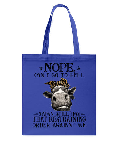 Cow- Nope Can't Go To Hell Limited Classic T- Shirt - Guys V-Neck - Basketweave Tote Bag