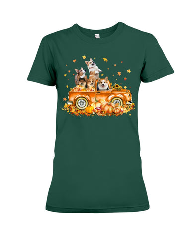 Dogs Reunion On Pumpkin Car T-Shirt - Ladies Tee - Hoodie