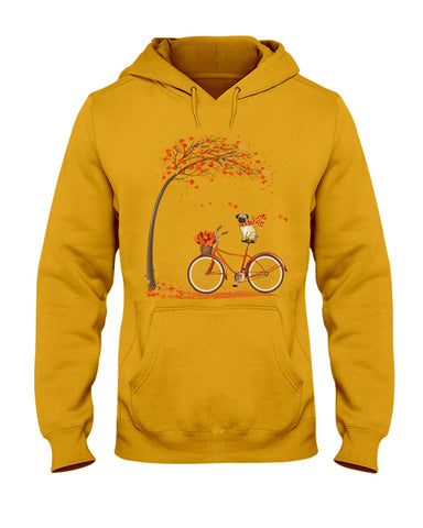 Lovely Pug In Fall T-Shirt - Hoodie - Ladies Tee