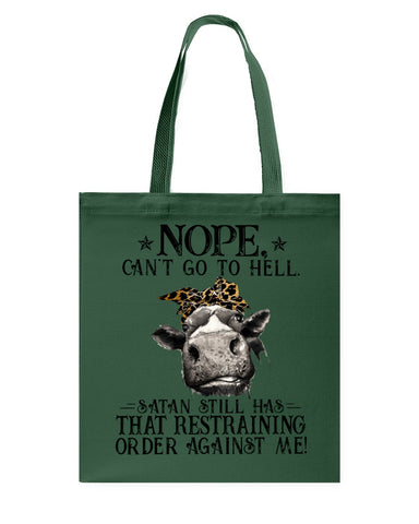 Cow- Nope Can't Go To Hell Limited Classic T- Shirt - Guys V-Neck - Basketweave Tote Bag