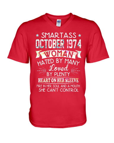 Smartass October 1974 Classic T-Shirt - Guys V-Neck - Unisex Long Sleeve