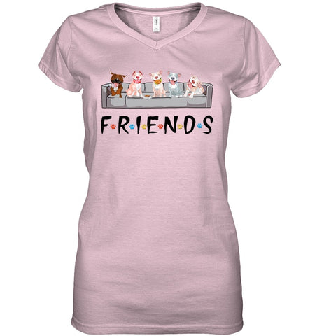 Pit Bull Friends T-Shirt - Guys Tee - Ladies V-Neck