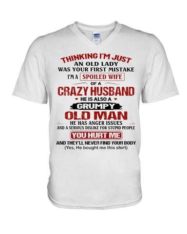 A Wife Of A Grumpy Husband Limited Classic T-Shirt - Hoodie - Guys V-Neck