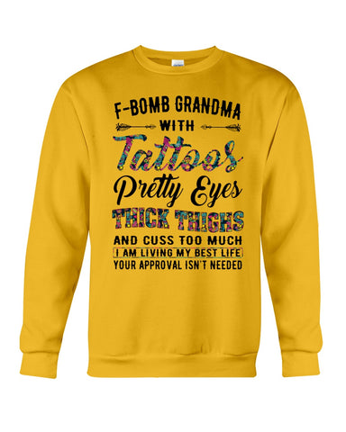 F-Bomb Grandma With Tatoos Pretty Eyes Tote Bag - Sweatshirt - Ladies Flowy Tank