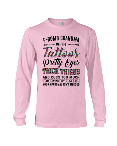 F-Bomb Grandma With Tatoos Pretty Eyes Tote Bag - Guys V-Neck - Unisex Long Sleeve