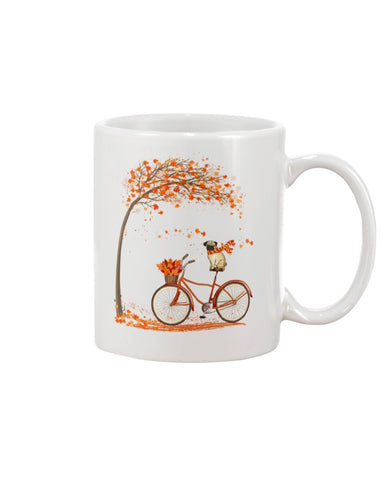 Lovely Pug In Fall T-Shirt - Guys V-Neck - Mug