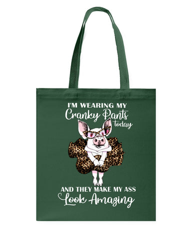 Cranky Pants Make My Ass Look Amazing Today T-Shirt - Guys V-Neck - Basketweave Tote Bag