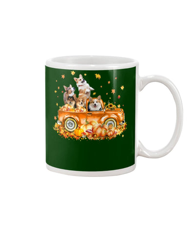 Dogs Reunion On Pumpkin Car T-Shirt - Mug