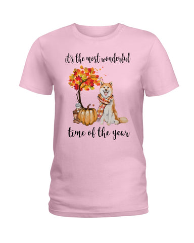 Akita The Most Wonderful Time Of Year T-Shirt - Hoodie - Ladies Tee