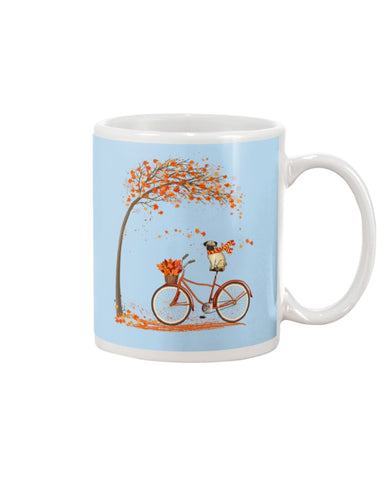 Lovely Pug In Fall T-Shirt - Guys V-Neck - Mug