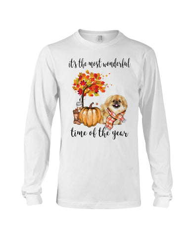 Pekingese - The Most Wonderful Time T-Shirt - Guys V-Neck - Unisex Long Sleeve