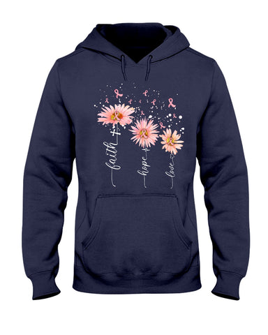 Breast Cancer - Color Drop Flower T-Shirt - Youth Tee - Hoodie