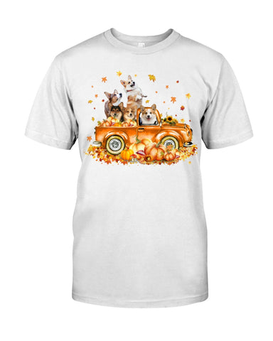 Dogs Reunion On Pumpkin Car T-Shirt - Guys Tee - Unisex Long Sleeve