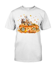 Dogs Reunion On Pumpkin Car T-Shirt - Guys Tee - Unisex Long Sleeve