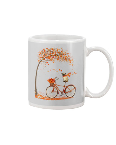 Lovely Pug In Fall T-Shirt - Guys V-Neck - Mug