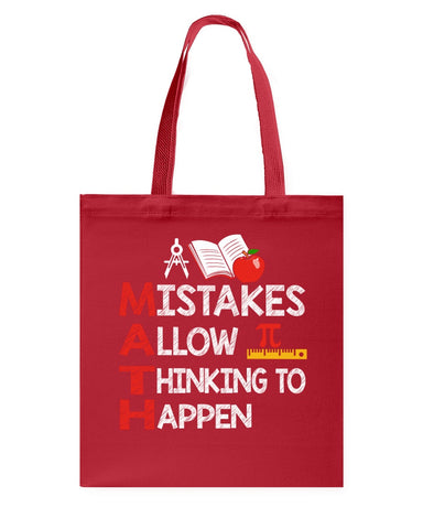 Math Teacher - Mistake Allow Thinking To Happen Classic T-Shirt - Guys V-Neck - Basketweave Tote Bag