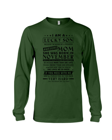 Lucky Son Of A November Awesome Mom Limited Classic T- Shirt - Guys V-Neck - Unisex Long Sleeve