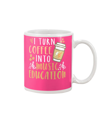 I Turn Coffee Into Music Education T-Shirt - Basketweave Tote Bag - Mug