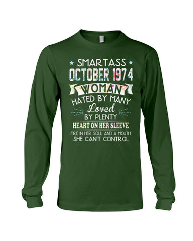 Smartass October 1974 Classic T-Shirt - Guys V-Neck - Unisex Long Sleeve