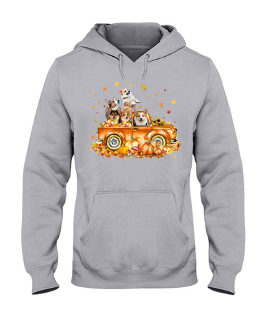 Dogs Reunion On Pumpkin Car T-Shirt - Ladies Tee - Hoodie