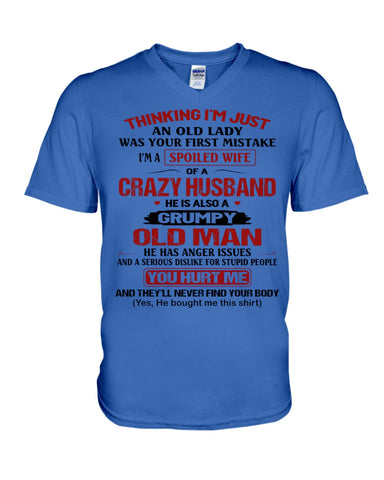 A Wife Of A Grumpy Husband Limited Classic T-Shirt - Hoodie - Guys V-Neck