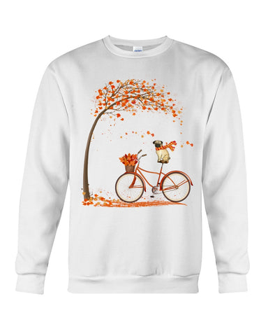 Lovely Pug In Fall T-Shirt - Sweatshirt - Ladies Flowy Tank
