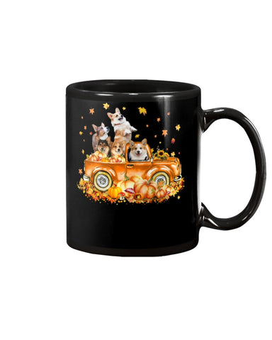 Dogs Reunion On Pumpkin Car T-Shirt - Mug