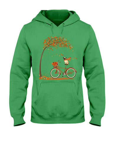 Lovely Pug In Fall T-Shirt - Hoodie - Ladies Tee