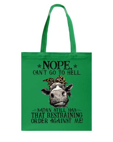 Cow- Nope Can't Go To Hell Limited Classic T- Shirt - Guys V-Neck - Basketweave Tote Bag