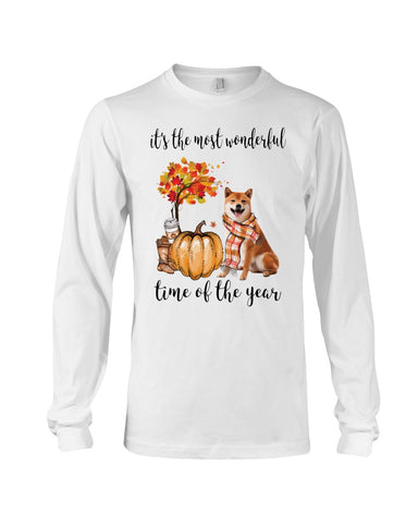 Shiba Inu The Most Wonderful Time T-Shirt - Guys V-Neck - Unisex Long Sleeve