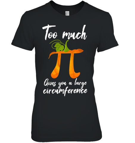 Too Much Pi Gives You A Large Circumference T-Shirt - Guys Tee - Ladies Tee