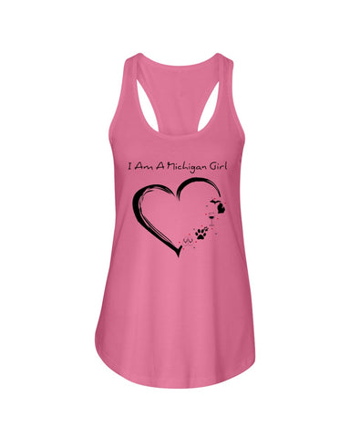 Michigan Girl Heart T-Shirt - Ladies Flowy Tank - Youth Tee